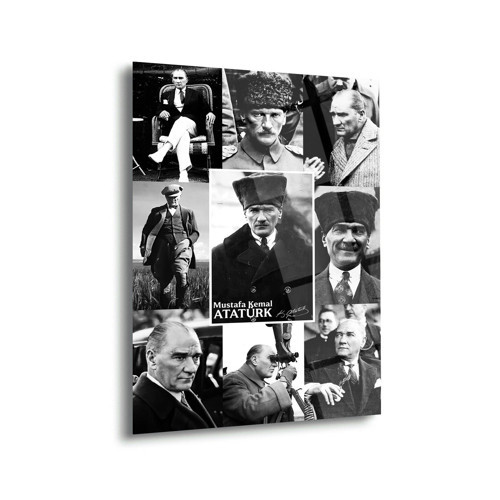 Atatürk Fotoğraf Kolaj Cam Tablo – Ata260