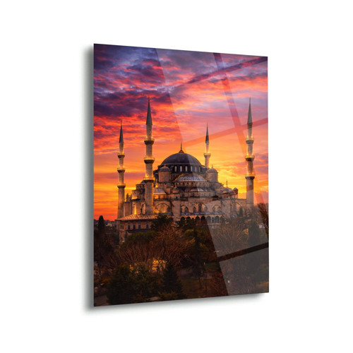 Gün Batımında Sultanahmet Camii Cam Tablo - ISL248