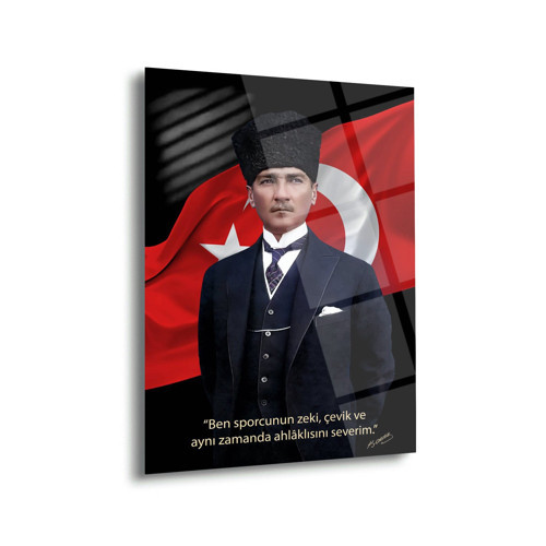 Atatürk “Ben Sporcunun Zeki, Çevik Ve Ahlâklısını Severim” Cam Tablo – Ata255