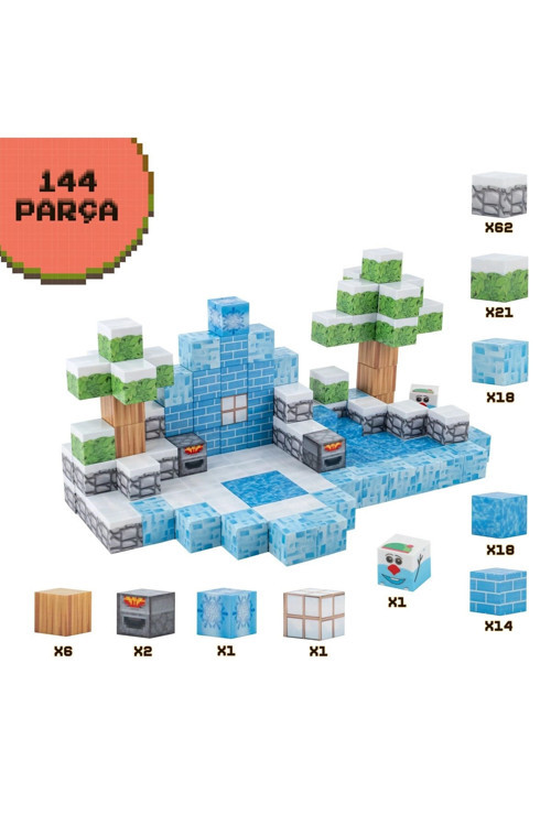 Creative World Manyetik Küpler Kış Temalı 144 Parça / Zekâ Geliştirici Bloklar Seti -Jm808