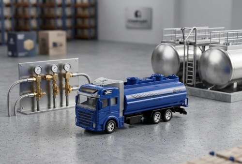 Çek Bırak 19cm İş Makinası Temalı Tanker Detaylı Tanker Kapakları Açılabilir Oyuncak Tır MAVİ