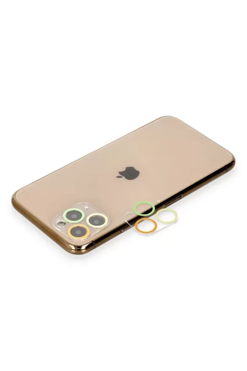 Newface İphone 11 Pro Renkli Kamera Lens Koruma Cam - Sarı-turuncu