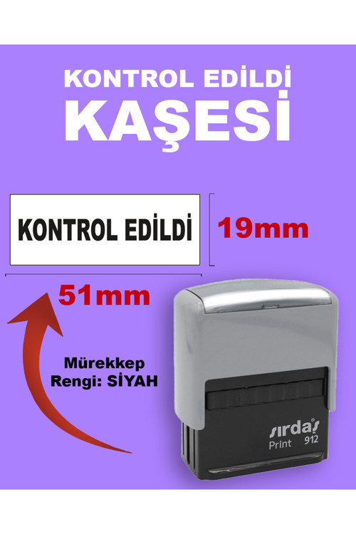 Kontrol Edildi Kaşesi, 912 (19mm*51mm) Siyah Keçeli Otomatik Kaşe