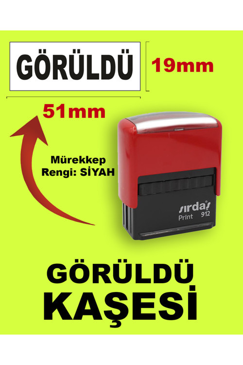Görüldü Kaşesi, 912 (19mm*51mm) Siyah Keçeli Otomatik Kaşe