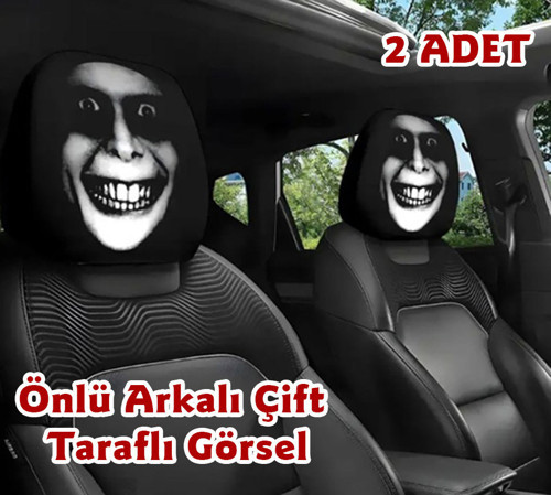 Korkunç Yüz Çift Taraflı Dekoratif Oto Başlık Kılıfı/Maske 2'li