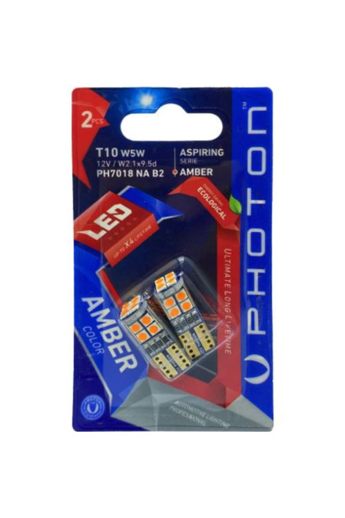 T10 W5W 12V Amber 12 Led Aspırıng uyumlu Serıe (2 Li Blister)