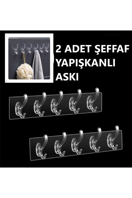 Şeffaf Yapışkanlı 5'li Askı