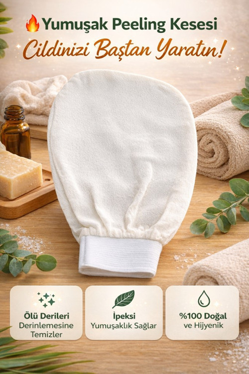 İpek Peeling Kesesi 2’li Set – %100 Doğal, Ölü Deri Temizleyici, 1 Alana 1 Bedava