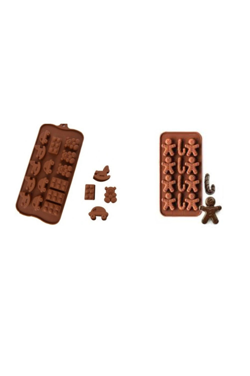 2 Adet Bebek Oyuncakları Ve Adam Silikon Kalıp Çikolata Sabun Kokulu Taş Mum Epoksi Kalıbı