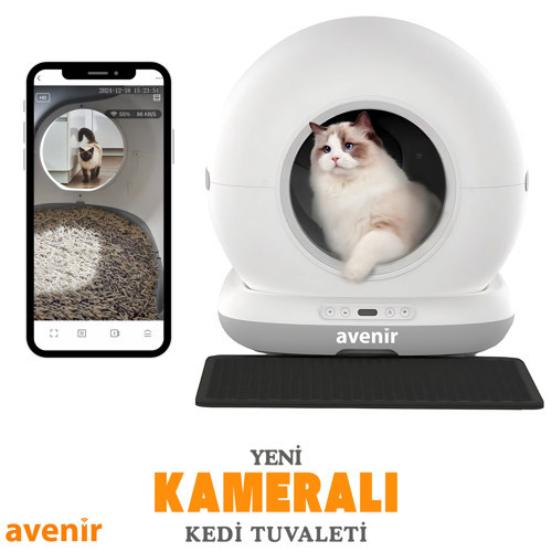 AV-CB02C KAMERALI Akıllı Otomatik Kedi Tuvaleti App Kontrol Koku Yapmayan Kum Kabı