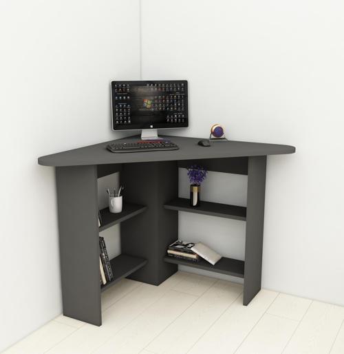 Corner Köşe Çalışma Masası Bilgisayar Masası Yer Kaplamaz Ofis Masası, Antrasit - Corner