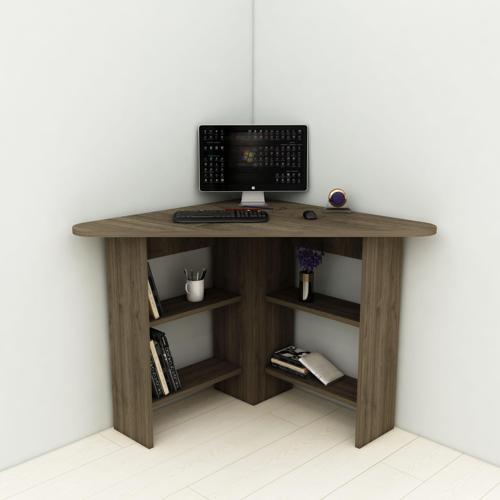 Corner Köşe Çalışma Masası Bilgisayar Masası Yer Kaplamaz Ofis Masası, Ceviz  - Corner