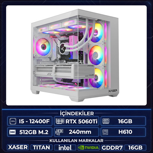 Thor X20 İ5 12400F 16Gb Ram 512Gb M.2 Nvme Ssd 16Gb Rtx5060Ti Sıvı Soğutmalı Oyuncu Hazır Tavsiye Sistem
