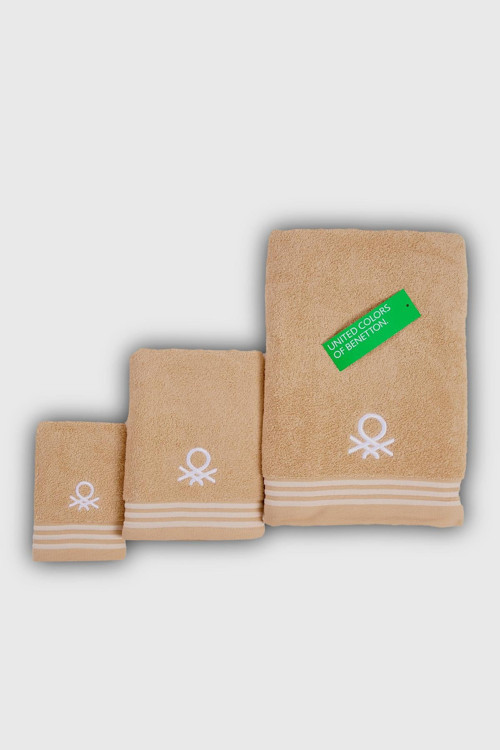%100 Pamuk Bej 3 Lü Set, 30x50 cm, 50x90 cm, 70x140 cm Havlu Seti
