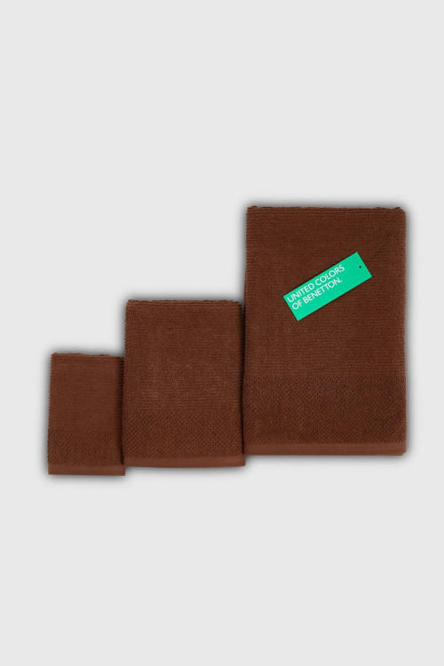 %100 Pamuk Kahverengi 3 Lü Set, 30x50 cm, 50x90 cm, 70x140 cm Havlu Seti
