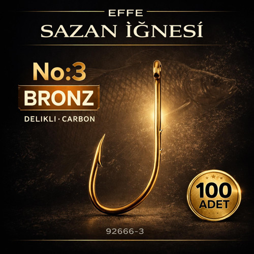 Sazan İğnesi No:3 Bronz Delikli Carbon 100 Adet 92666-3