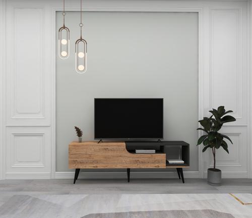 Alba Modern Tasarım Kapaklı Tv Ünitesi Atlantik Çam Antrasit - Alba