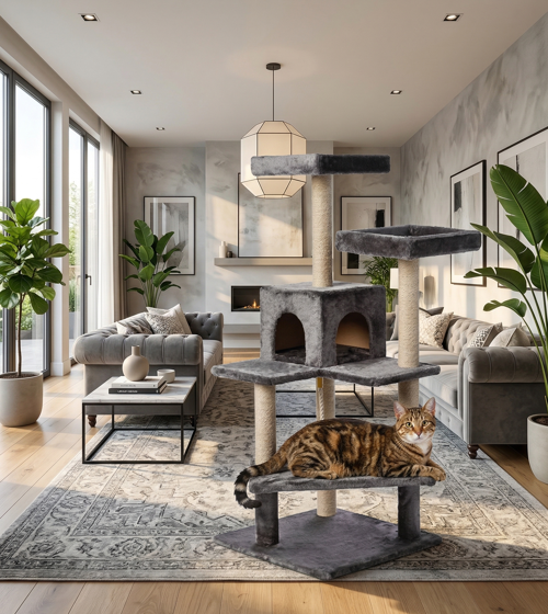 Amazon Kedi Tırmalama Evi Platformu Antrasit