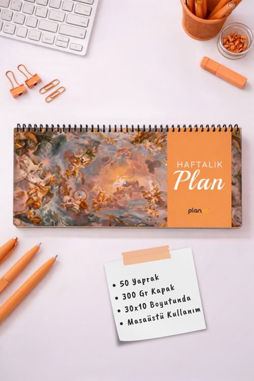 Tarihsiz Spiralli Haftalık Masaüstü Planlayıcı - TABLO - 10x30 cm Plango