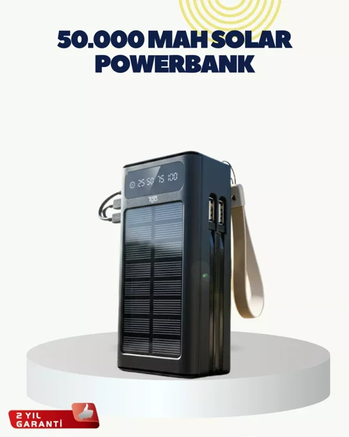 LED Aydınlatmalı Panelli Powerbank Seyahat ve Kamp İçin