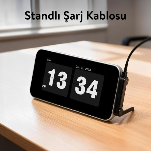 240W Ultra Hızlı Type-C Şarj Data Kablosu Katlanabilir Standlı 1.5M Örgülü 2 in 1 Stand+Şarj Kablosu 5
