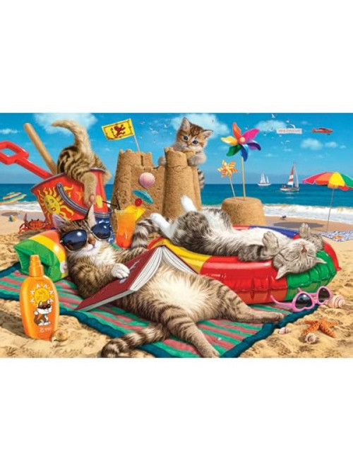 Kedilerin Plaj Keyfi Temalı 260 Parça Puzzle