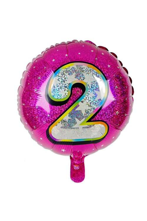 Folyo Yuvarlak Rakam Balon Fuşya 2
