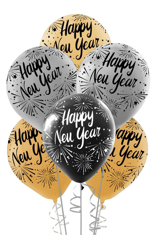 Yılbaşı Happy New Year Baskılı Lateks Balon 10'Lu