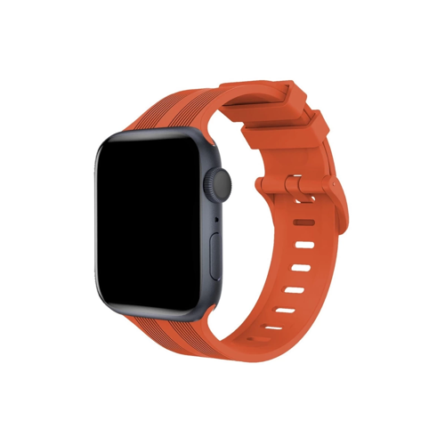 Apple Watch 42Mm Kr408 Çizgili Silikon Kordon (Saat Değildir) - Turuncu