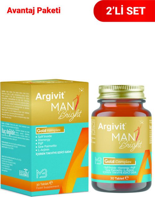 Man Bright Gold Kompleks 2'li Paket - Biotin, Niasin, Çinko Içeren Takviye Edici 30 Tablet