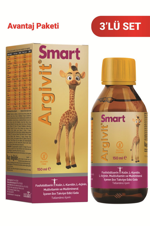 Smart Fosfotidilserin Kolin L-Karnitin L-Arjinin Multivitamin Multimineral Şurup 150 ml 3’lü Paket