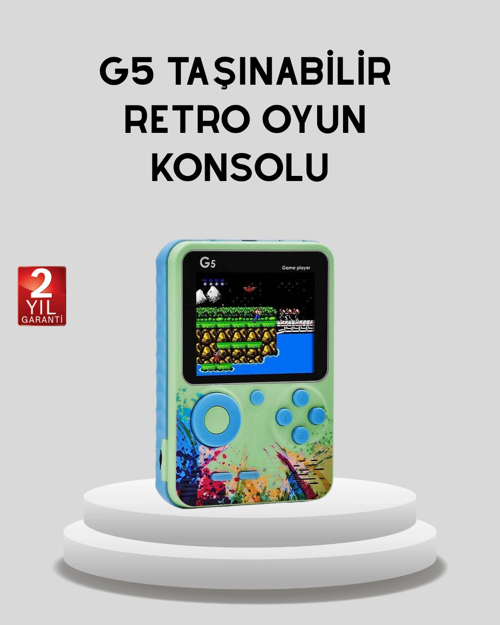 Mey İthalat® G5 Taşınabilir Retro Game Box 500 Oyunlu Şarjlı Mini Oyun Konsolu