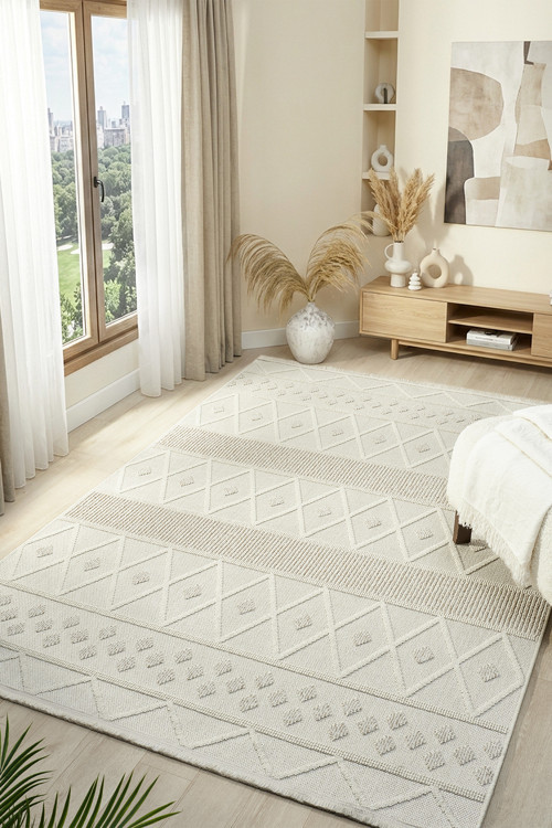 Lara İskandinav Dokuma Bukleli Modern Salon Halısı Mutfak Halısı Koridor Halısı Yolluk