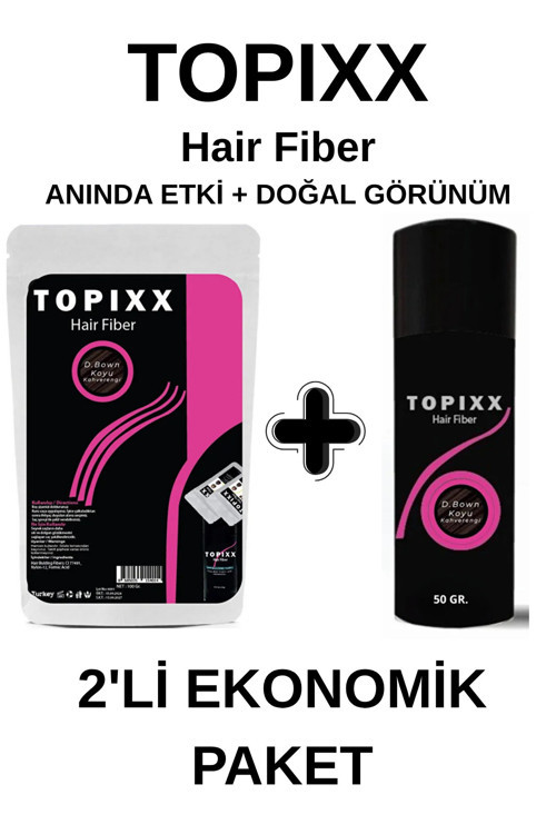 100 Gr. + 50 Gr. 2'Li Ekonomik Set Saç Tozu Koyu Kahve/Dark Brown Saç Dolgunlaştırıcı Toz Topik