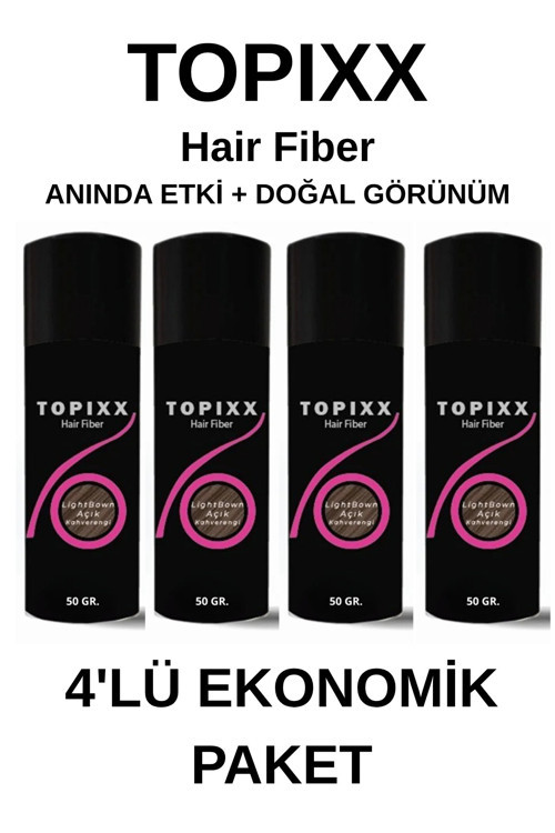 50 Gr. 4'Lü Ekonomik Set Saç Tozu Açık Kahve/Light Brown Saç Dolgunlaştırıcı Toz Topik