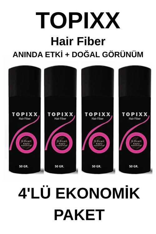 50 Gr. 4'Lü Ekonomik Set Saç Tozu Koyu Kahve/Dark Brown Saç Dolgunlaştırıcı Toz Topik