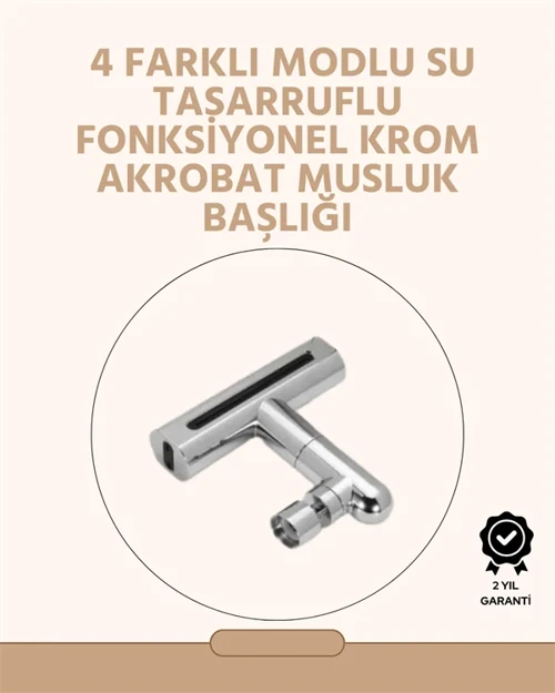 360° Dönüşlü Su Akışı Başlığı | 4'ü 1 Arada Kullanım