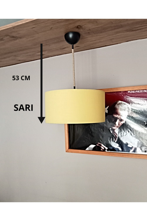 Avize- Sarı-Jüt Örgü Kablo- Yedek Başlık-Genç&Çocuk Odası&Salon&Antre