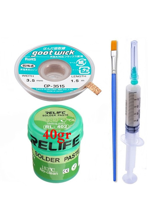 Relıfe Rl-402 Krem Lehim Solder Paste 183° 40G Flux Lehim Toplama Cp-3515 Emme Teli02