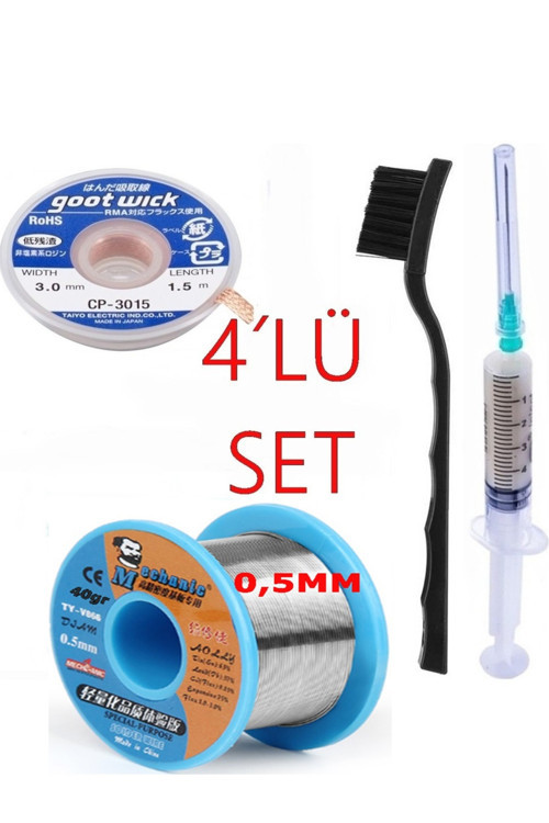 Mechanic Lehim Teli 63Sn/37Pb Uyumlu Flux %1-3 40Gr 05Mm Cp30153,0 Se1 Düz 4İn1 Arada