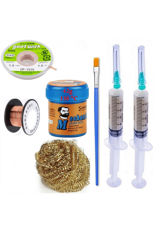 Mechnc Krem Sıvı Lehim Mechanc Solder Paste 42Gr 138C Lehim Emme Temizleme Teli 1,5Mm,,St05