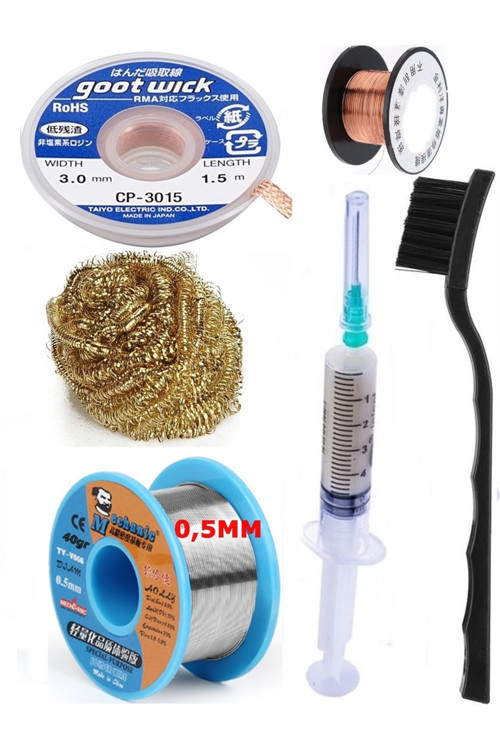 Lehimleme Seti Mechanic 40G 0,5Mm Lehim Toplama Cp-2015 Emme Teli 3,0Mm Havya Ucu Temizleme Teli01
