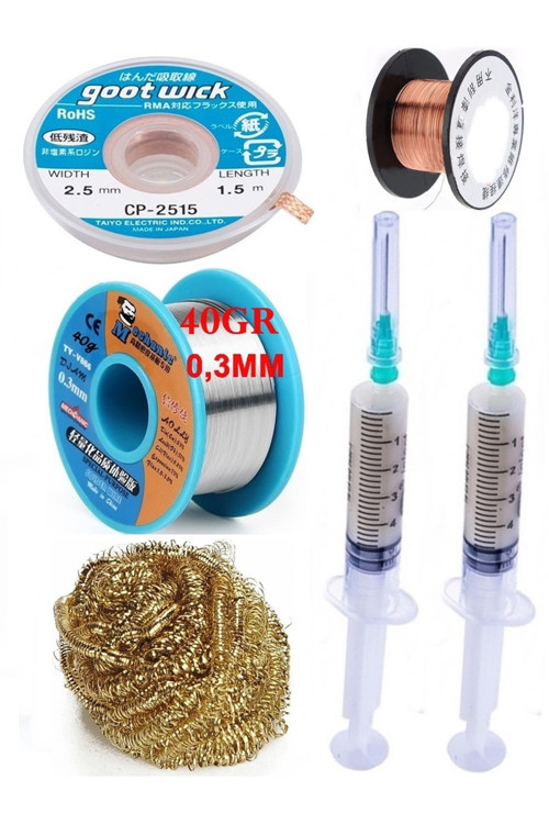 Lehimleme Seti Mechanic 40G 0,3Mm Lehim Toplama Cp-2015 Emme Teli 2,5Mm Havya Ucu Temizleme Teli011