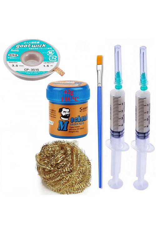 Mechnc Krem Sıvı Lehim Mechanc Solder Paste 42Gr 138C Lehim Emme Temizleme Teli 3,5Mm,,St01