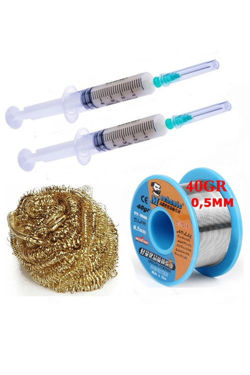 Mechanic Lehim 40G 0,5Mm Lehim Toplama 4Lü Set Havya Ucu Temizleme Teli05