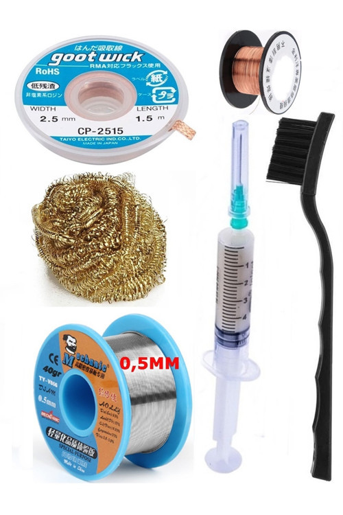 Lehimleme Seti Mechanic 40G 0,5Mm Lehim Toplama Cp-2015 Emme Teli 2,5Mm Havya Ucu Temizleme Teli04