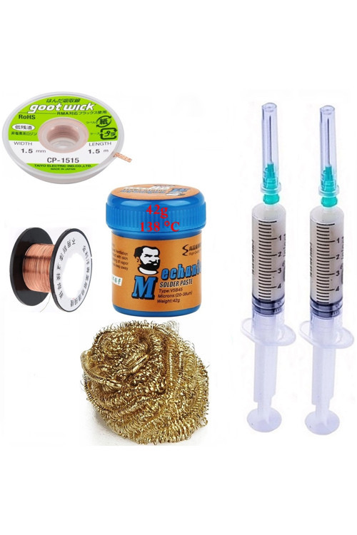 Mechnc Krem Sıvı Lehim Mechanc Solder Paste 42Gr 138C Lehim Emme Temizleme Teli 1,5Mm,,St02