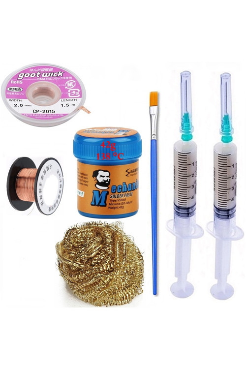 Mechnc Krem Sıvı Lehim Mechanc Solder Paste 42Gr 138C Lehim Emme Temizleme Teli 2,0Mm,,St05
