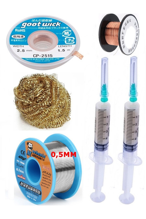 Lehimleme Seti Mechanic 40G 0,5Mm Lehim Toplama Cp-2015 Emme Teli 2,5Mm Havya Ucu Temizleme Teli02