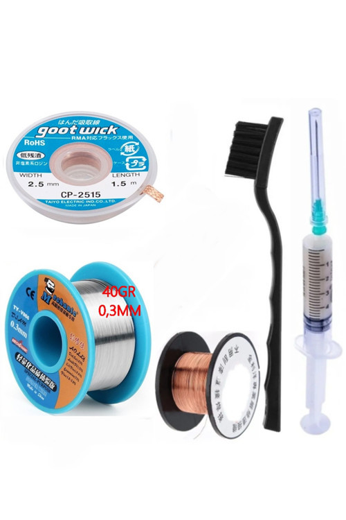 Mechanic Lehim Noclean Sn63/Pb37 40G 0,3Mm Lehim Toplama Cp-2515 Emme Teli 2,5Mm 5Li Set